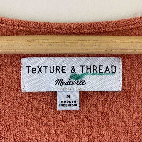 Madewell Size Medium Burnt Orange Ruffled Sleeve Scoop Neck 100% Cotton Blouse - Picture 4 of 4